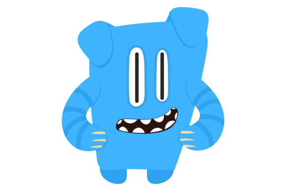 Fantasy Monster. Funny Blue Kid Game Mas: Graphics & Illustrations