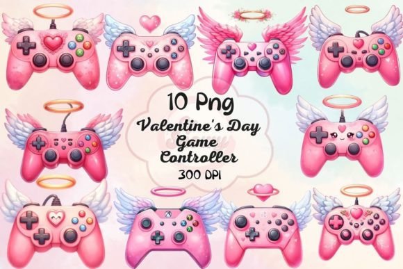 Valentine's Day Game Controller Clipart: Graphics & Illustrations